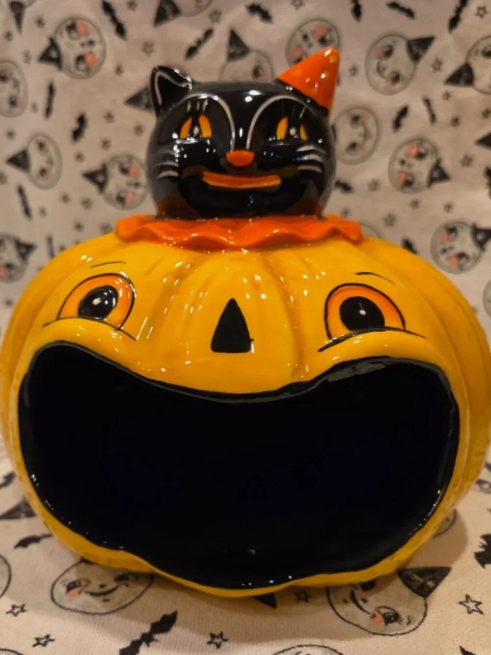 Johanna Parker black cat Pumpkin Big Mouth Bowl - 2026 new candy dish Halloween